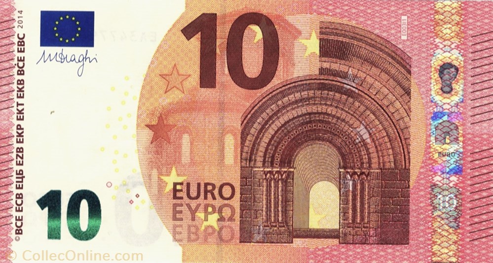 Batch consistency across a stack of 10 Euro bills
